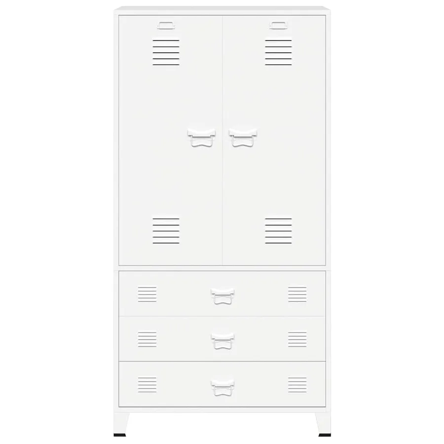 Garde-robe Blanc 90x50x180 cm Métal - 4
