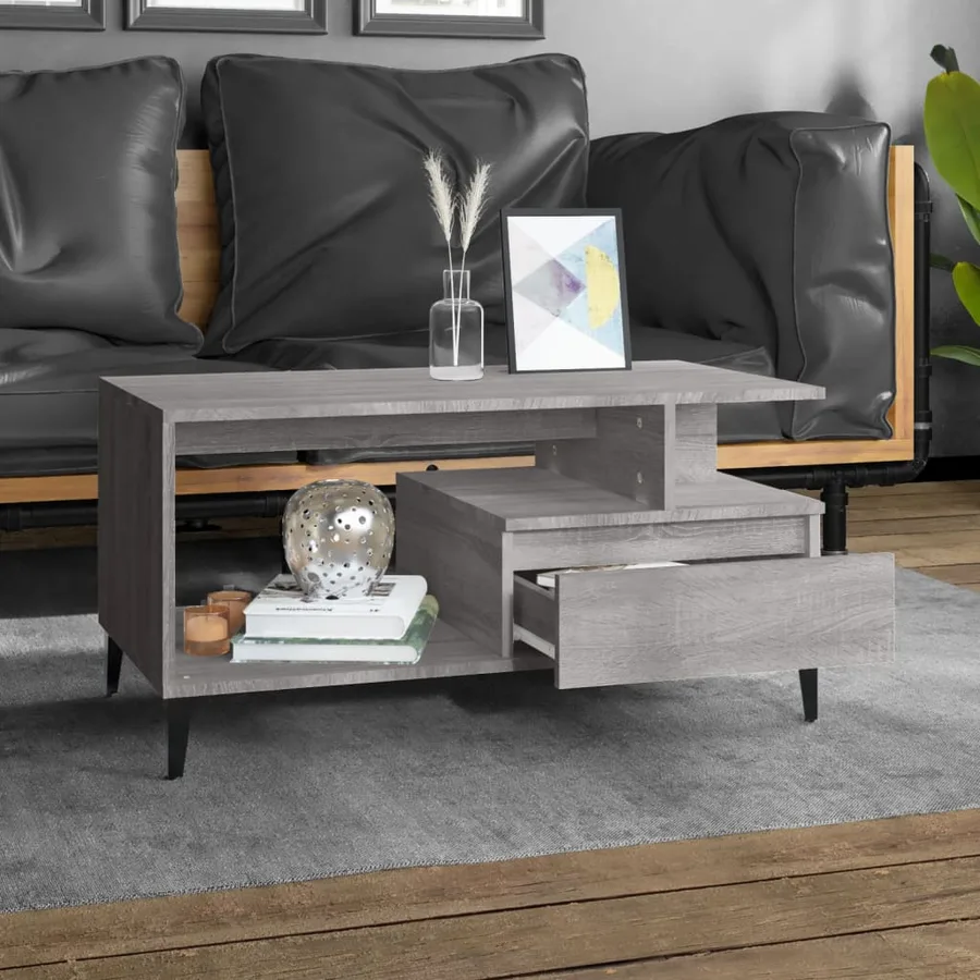 Table basse Sonoma gris 90x49x45 cm Bois d'ingénierie - 3