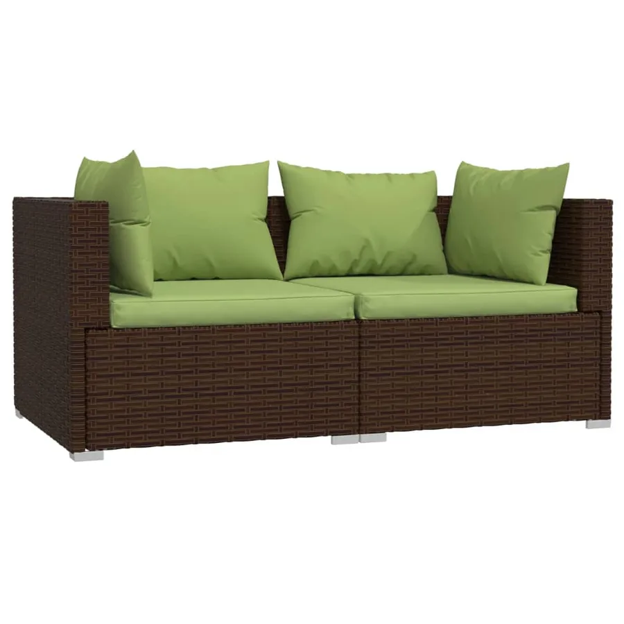 Salon de jardin 3 pcs avec coussins Marron Résine tressée - 3