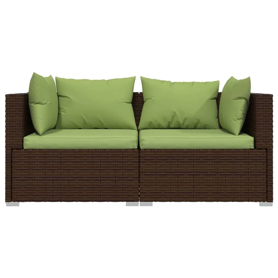 Salon de jardin 3 pcs avec coussins Marron Résine tressée - 4