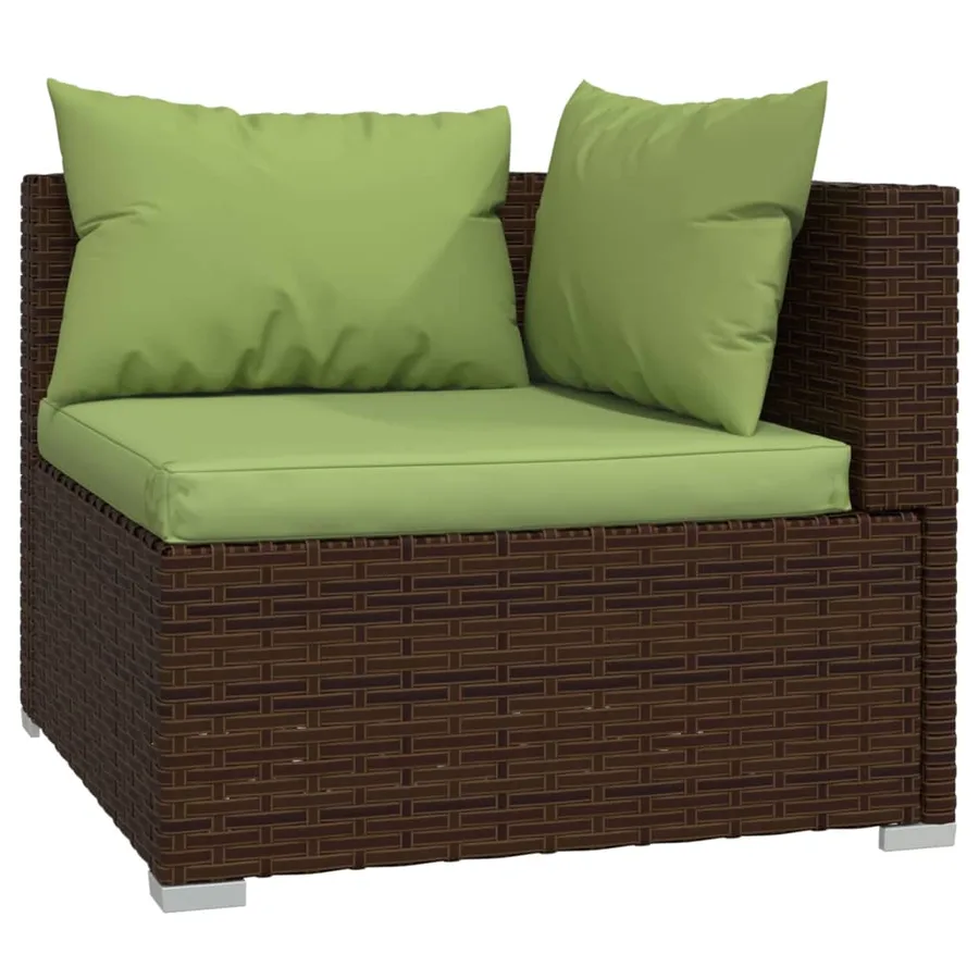 Salon de jardin 3 pcs avec coussins Marron Résine tressée - 5