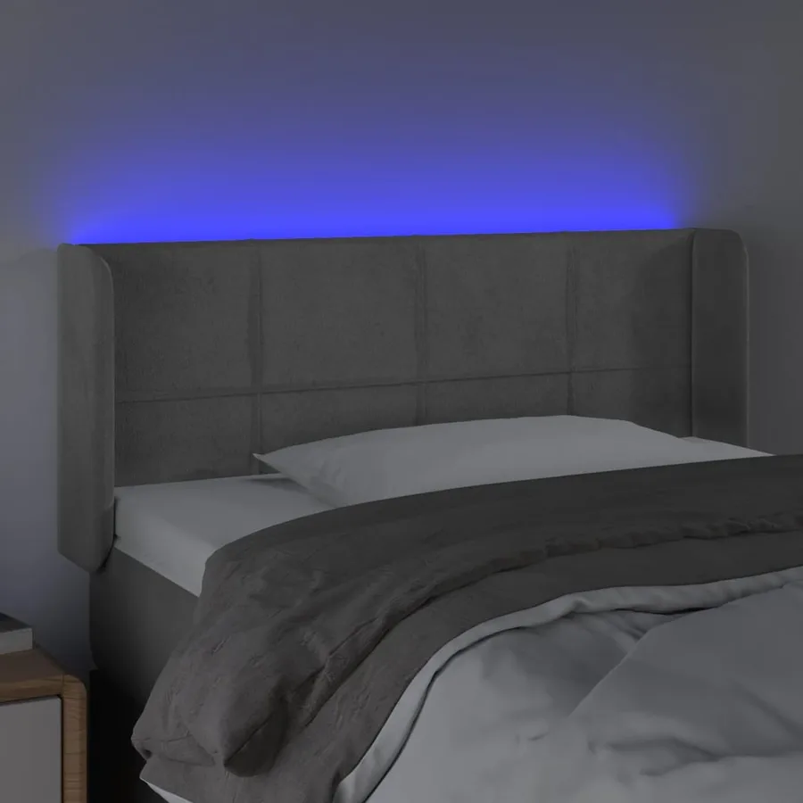 Tête de lit à LED Gris clair 103x16x78/88 cm Velours - 4