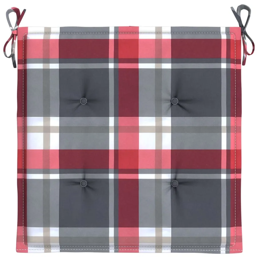Coussins de chaise de jardin lot de 4 carreaux rouges 50x50x4cm - 4