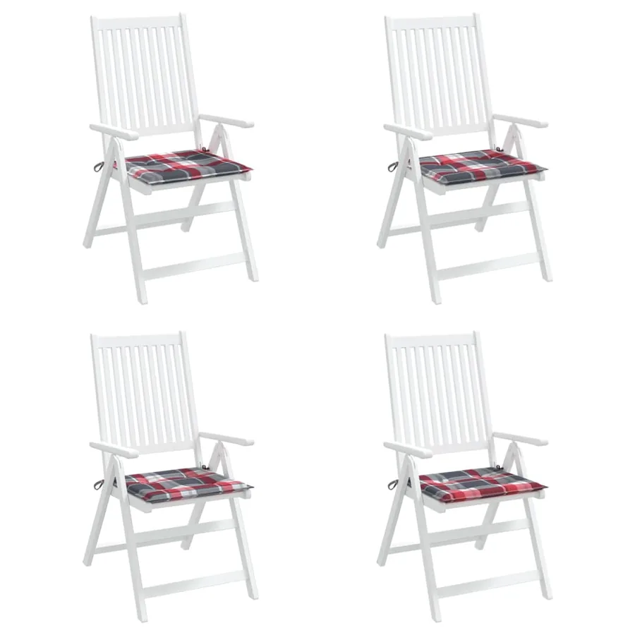 Coussins de chaise de jardin lot de 4 carreaux rouges 50x50x4cm - 8