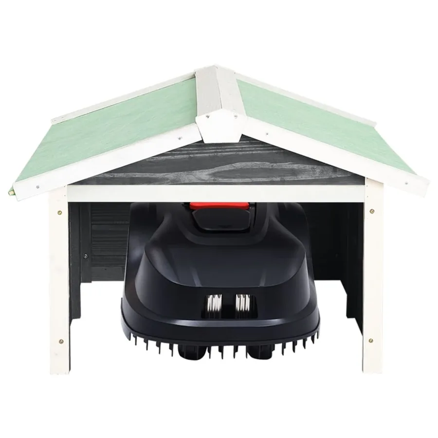 Garage de tondeuse à gazon 72x87x50 cm Gris et blanc Sapin - 3