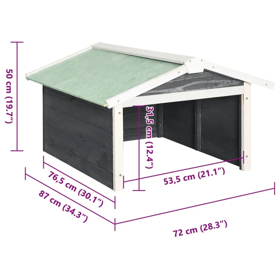Garage de tondeuse à gazon 72x87x50 cm Gris et blanc Sapin - 9