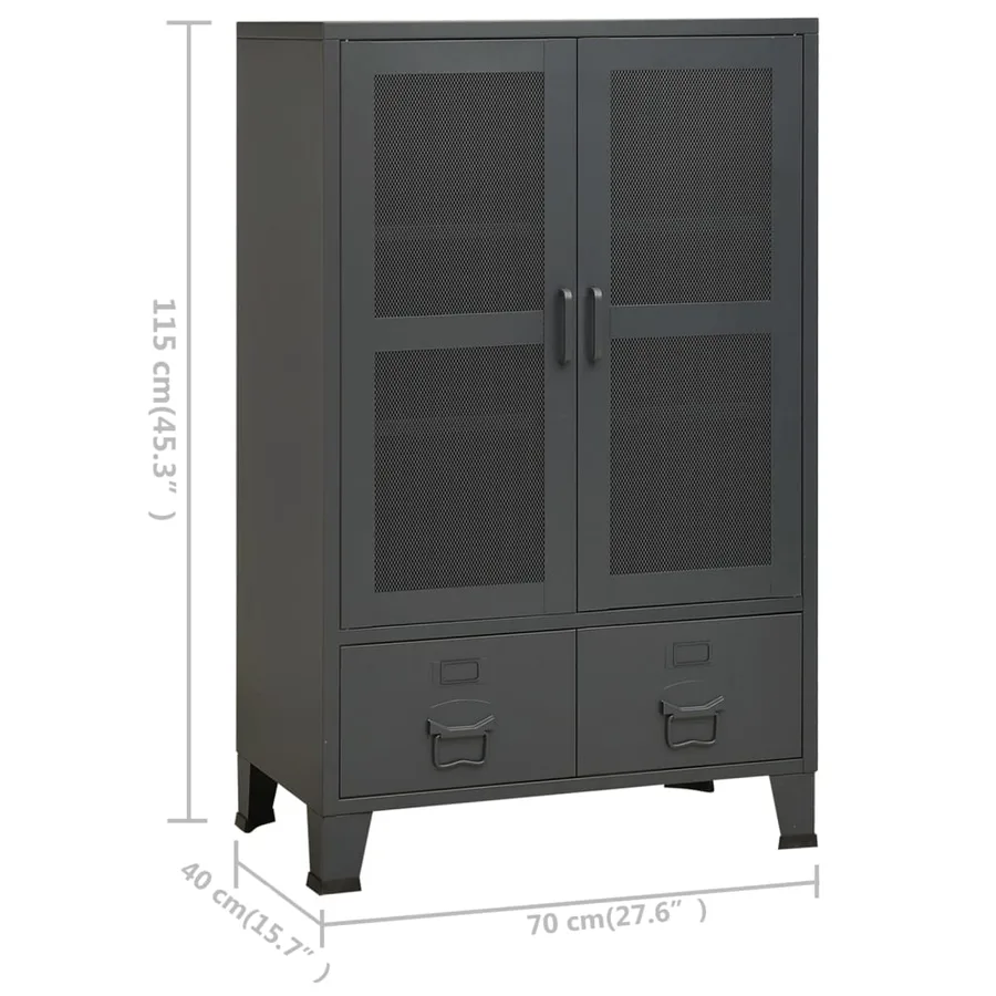 Coffre de rangement industriel Anthracite 70x40x115 cm Métal - 9