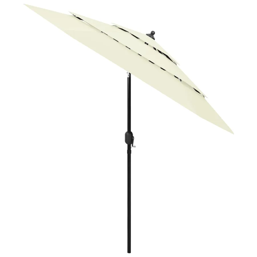 Parasol de jardin à 3 niveaux avec mât en aluminium sable 2,5 m - 2