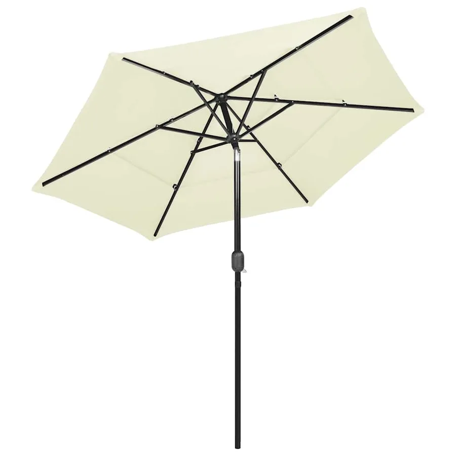 Parasol de jardin à 3 niveaux avec mât en aluminium sable 2,5 m - 3
