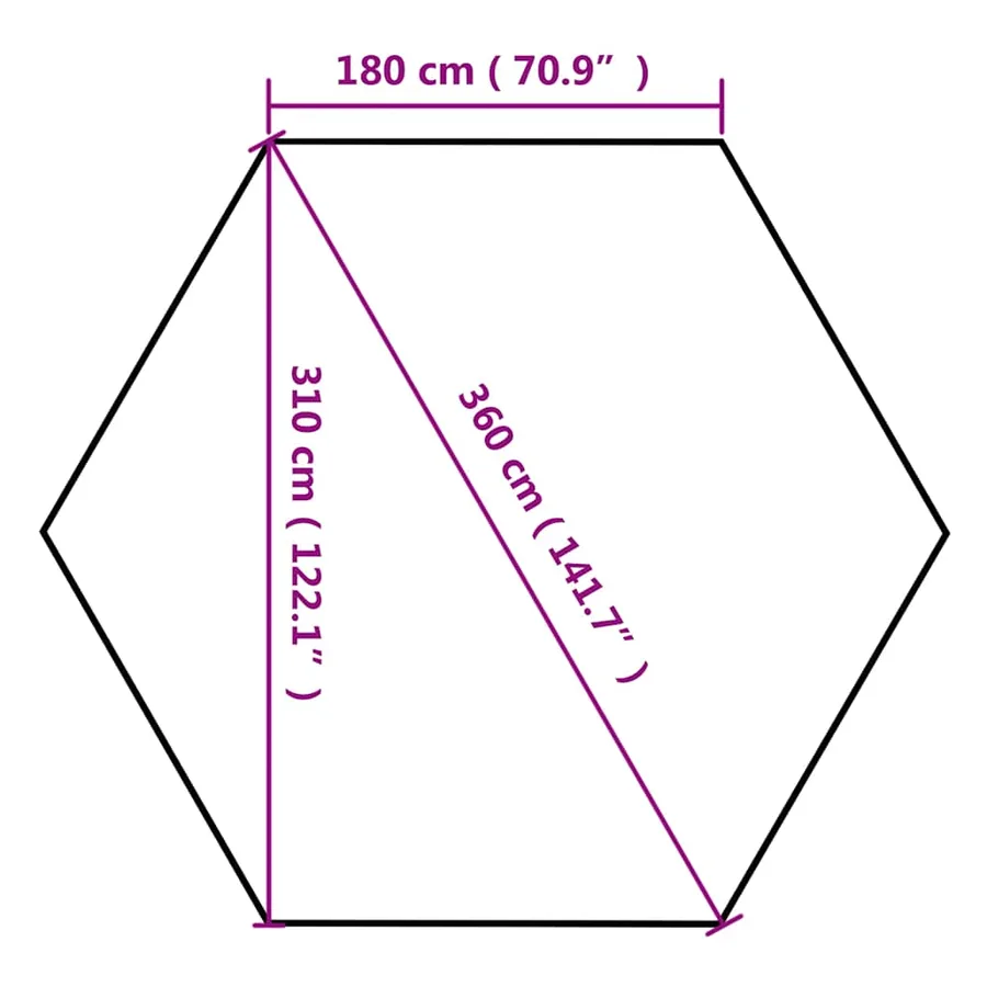 Chapiteau hexagonal et parois latérales 3,6x3,1 m taupe 220g/m² - 12