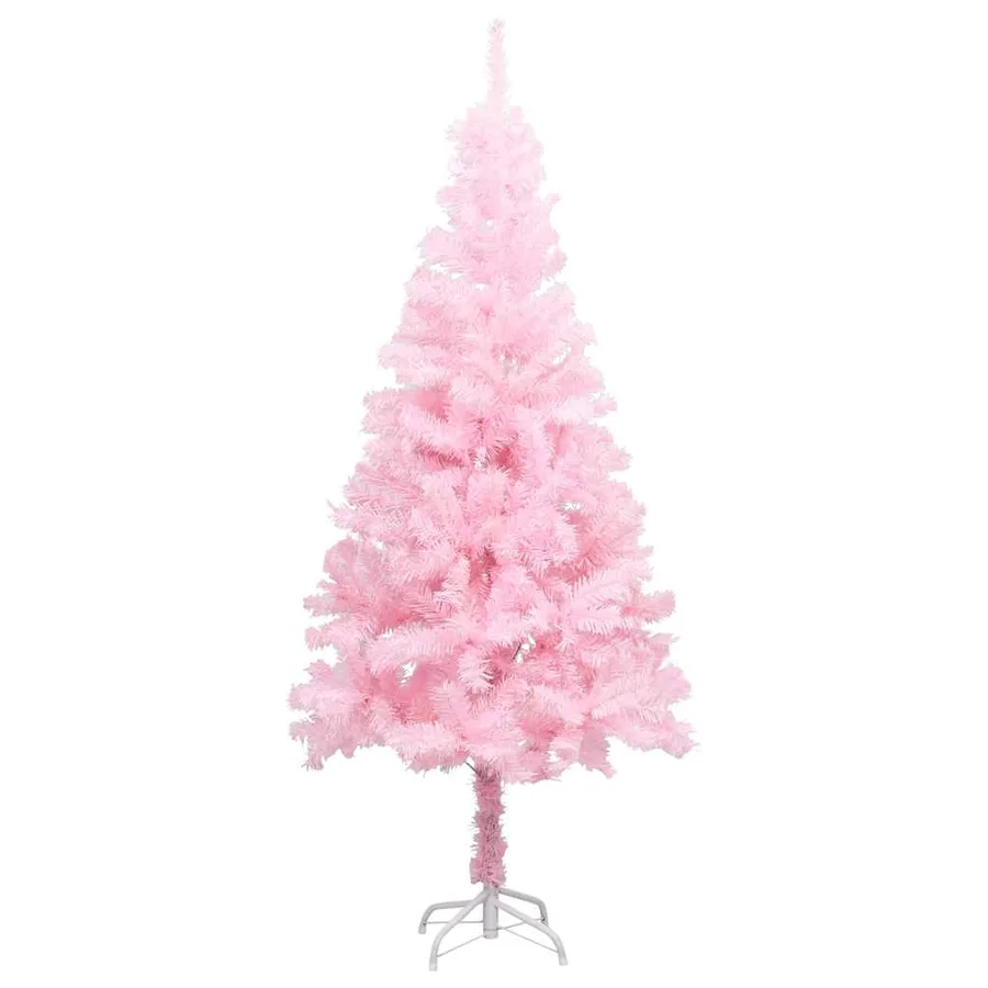 Arbre de Noël artificiel pré-éclairé et boules rose 150 cm PVC - 2
