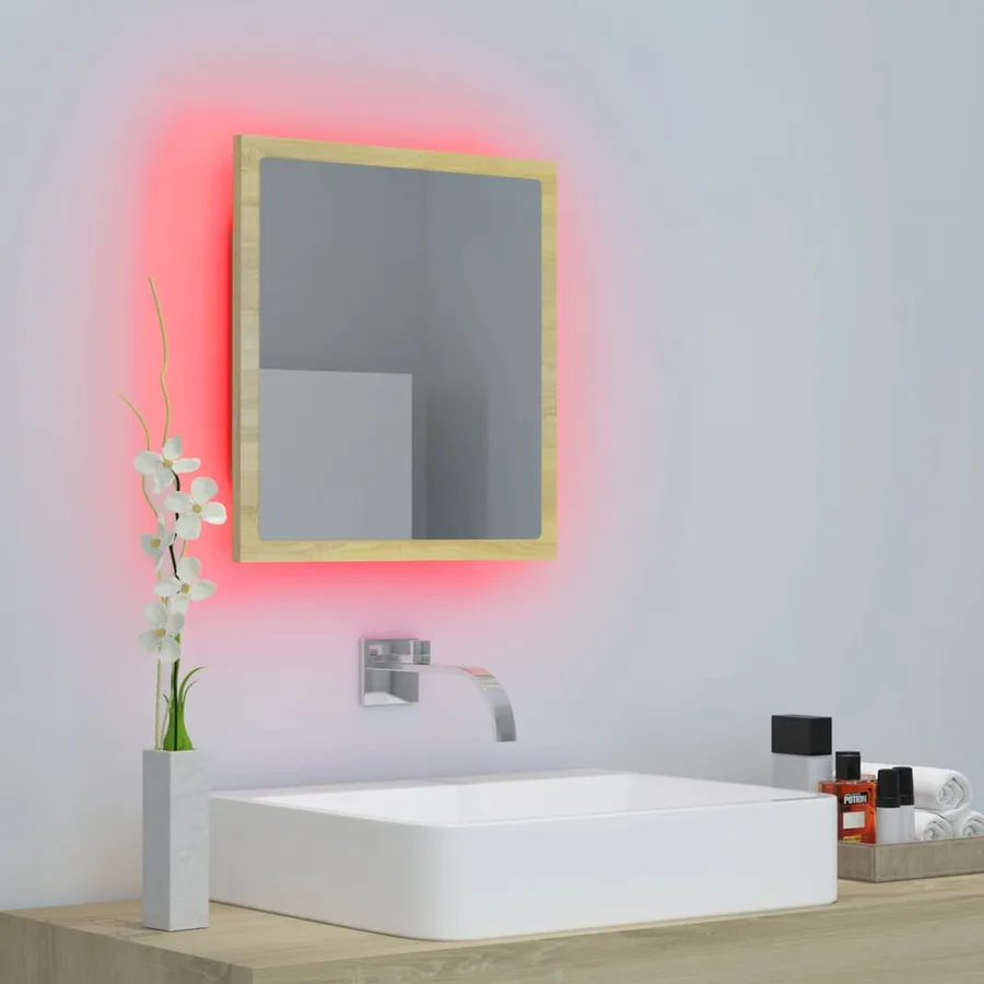 Miroir LED de salle de bain Chêne sonoma 40x8,5x37 cm Acrylique - 6