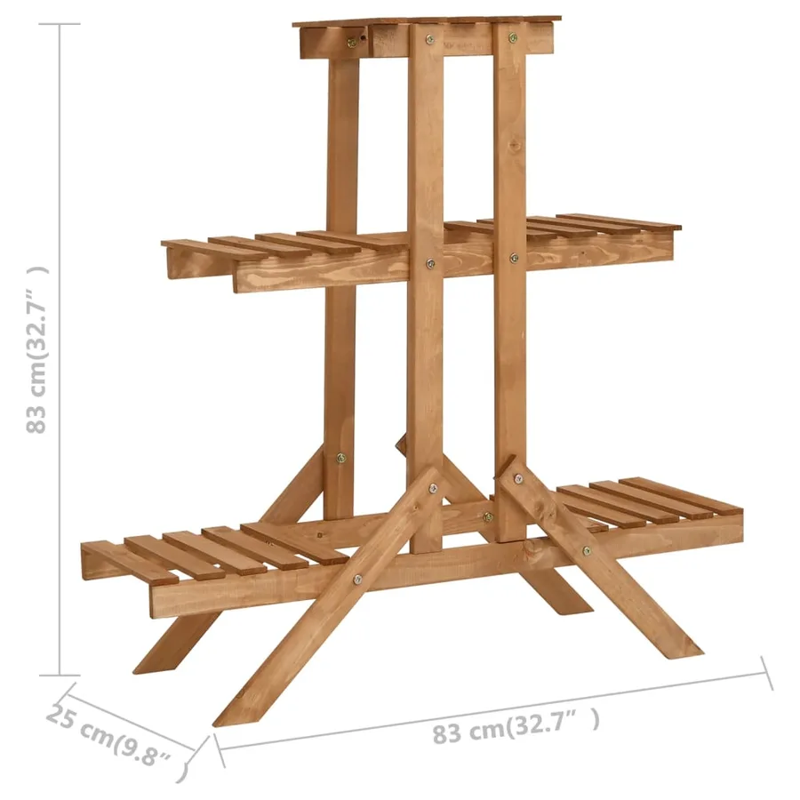 Support pour plantes 83x25x83 cm Bois de sapin - 5