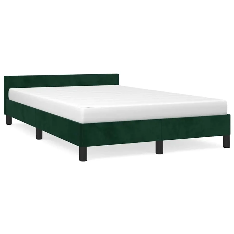 Cadre de lit sans matelas vert foncé 120x200 cm velours - 2