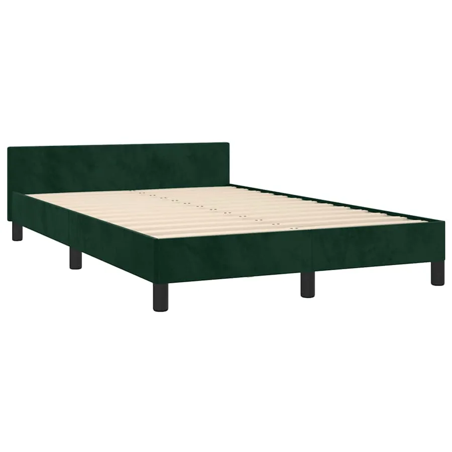 Cadre de lit sans matelas vert foncé 120x200 cm velours - 4