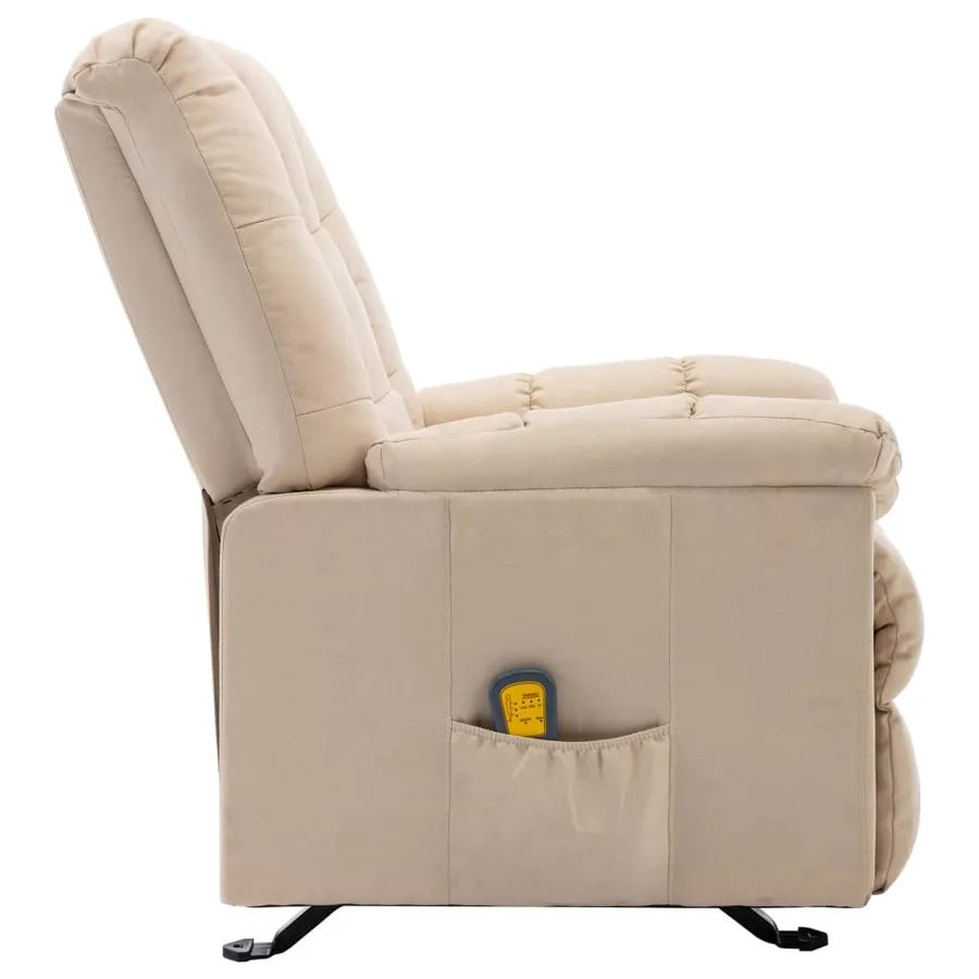 Fauteuil de massage inclinable Crème Tissu - 5