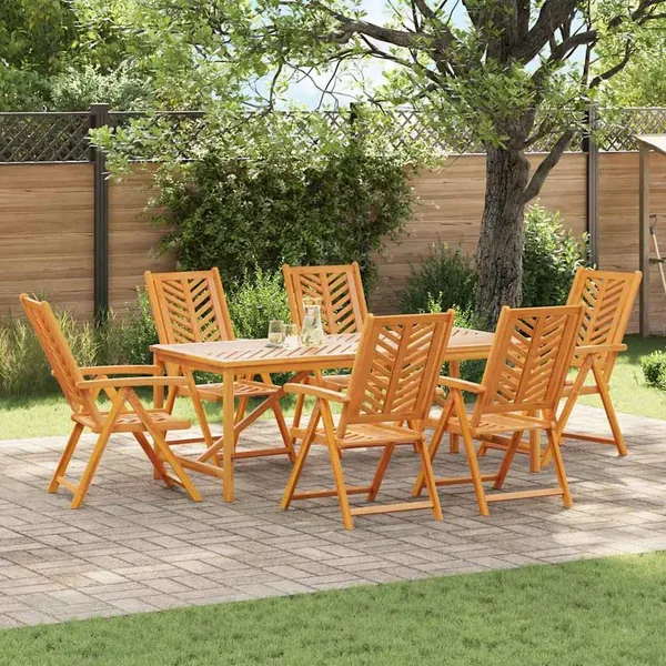 Ensemble de salle à manger pour jardin 7 pc Marron