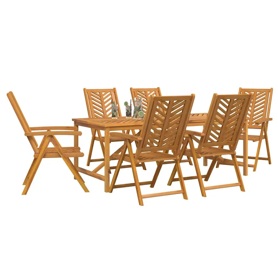 Ensemble de salle à manger pour jardin 7 pc Marron - 3