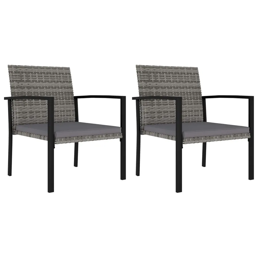 Chaises à manger de jardin lot de 2 Résine tressée Gris