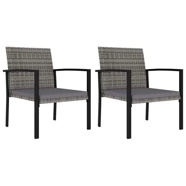 Chaises à manger de jardin lot de 2 Résine tressée Gris