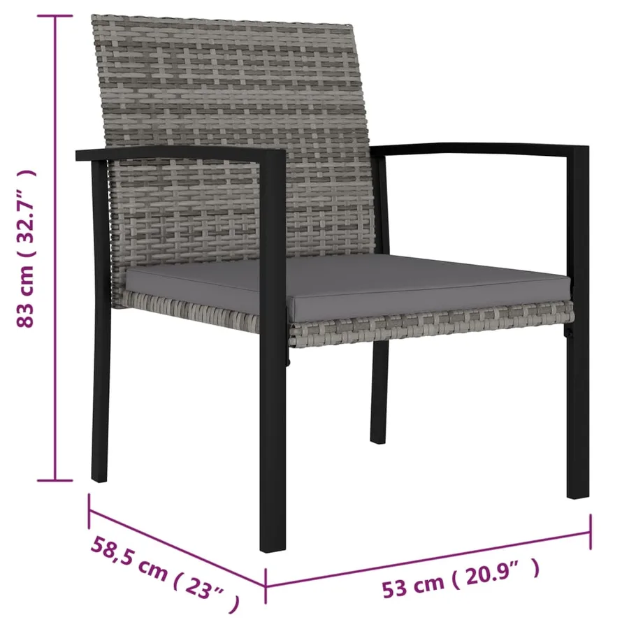 Chaises à manger de jardin lot de 2 Résine tressée Gris - 5
