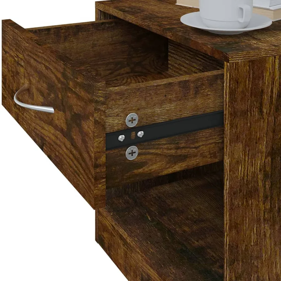 Tables de chevet 2 pcs avec tiroir Chêne fumé - 10