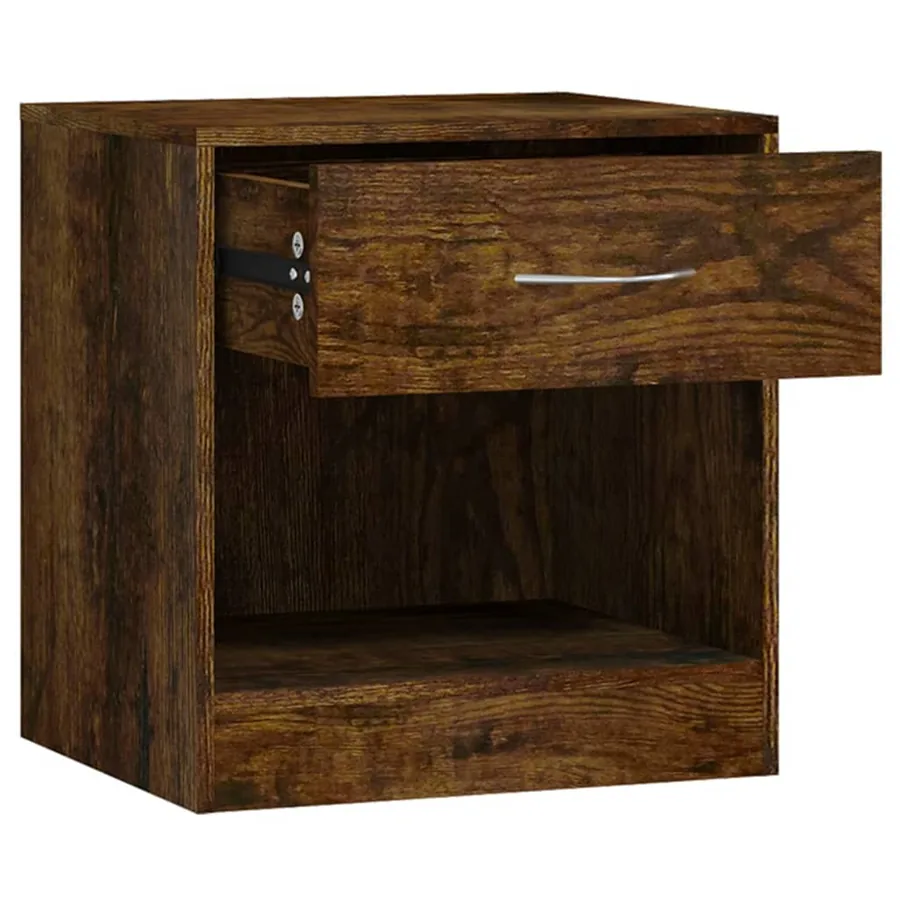 Tables de chevet 2 pcs avec tiroir Chêne fumé - 7