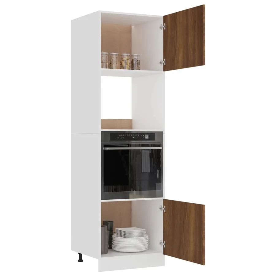 Meuble micro-ondes "Lyon" Chêne brun 60 x 57 x 207 cm Bois d'ingénierie - 4