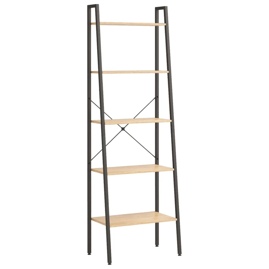 Étagère sur pied 5 niveaux Marron clair et noir 56x35x174 cm - 2
