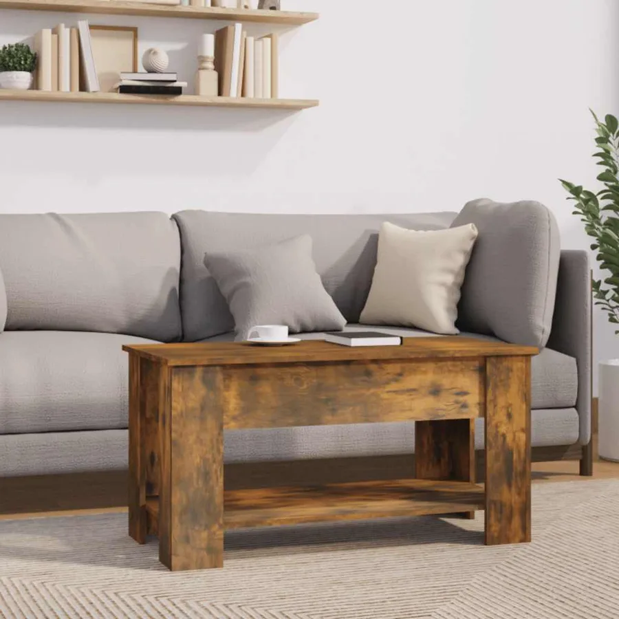 Table basse Chêne fumé 101x49x52 cm Bois d'ingénierie - 4