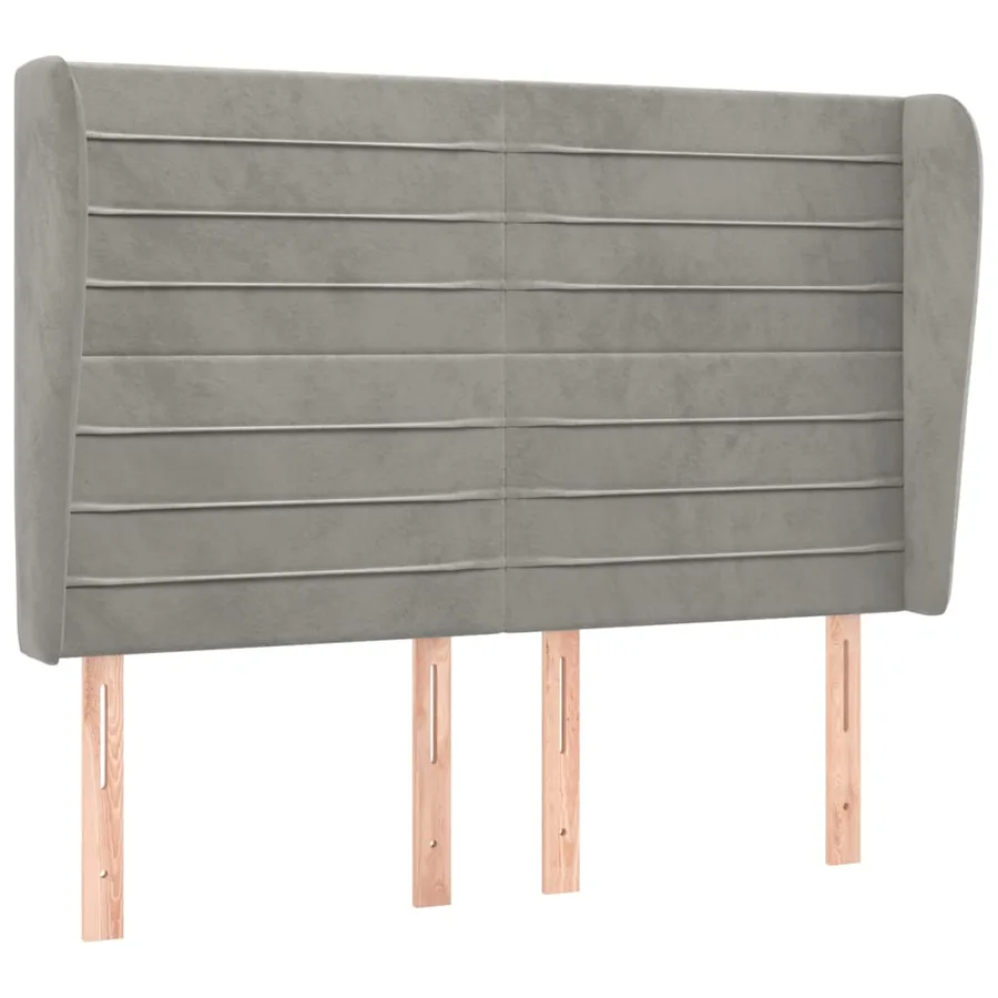 Tête de lit avec oreilles Gris clair 147x23x118/128 cm Velours - 2