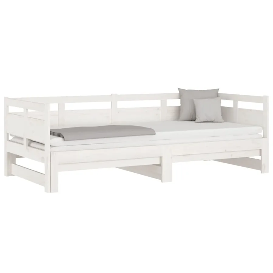 Lit coulissant sans matelas blanc 2x(90x200) cm - 3