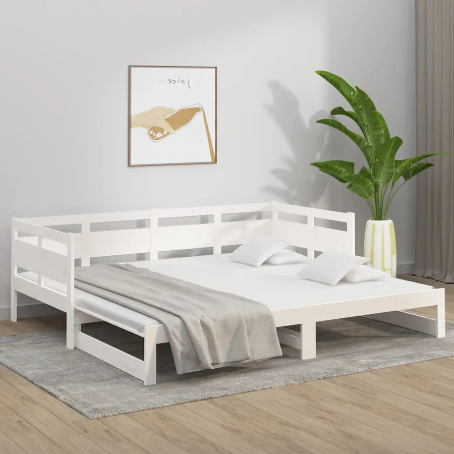 Lit coulissant sans matelas blanc 2x(90x200) cm - 4