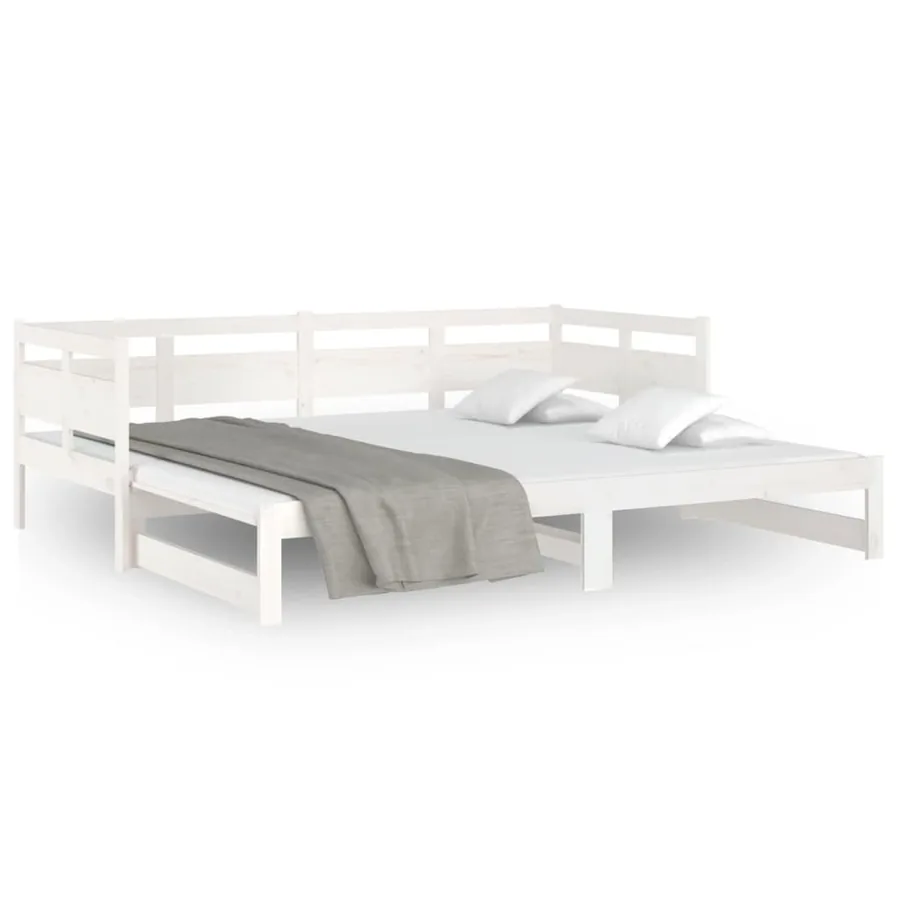 Lit coulissant sans matelas blanc 2x(90x200) cm - 5