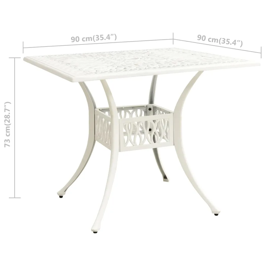 Table de jardin Blanc 90x90x73 cm Aluminium coulé - 6