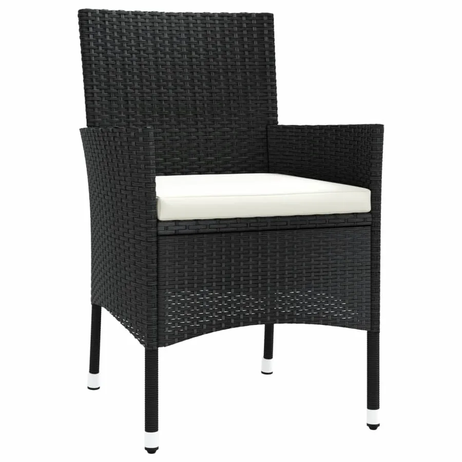 Ensemble à manger de jardin coussins 5pcs Noir Résine tressée - 5