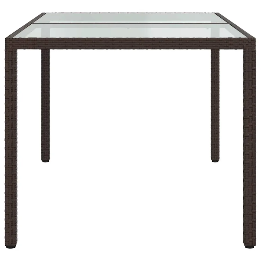 Table de jardin 150x90x75 cm Verre trempé/résine tressée Marron - 4