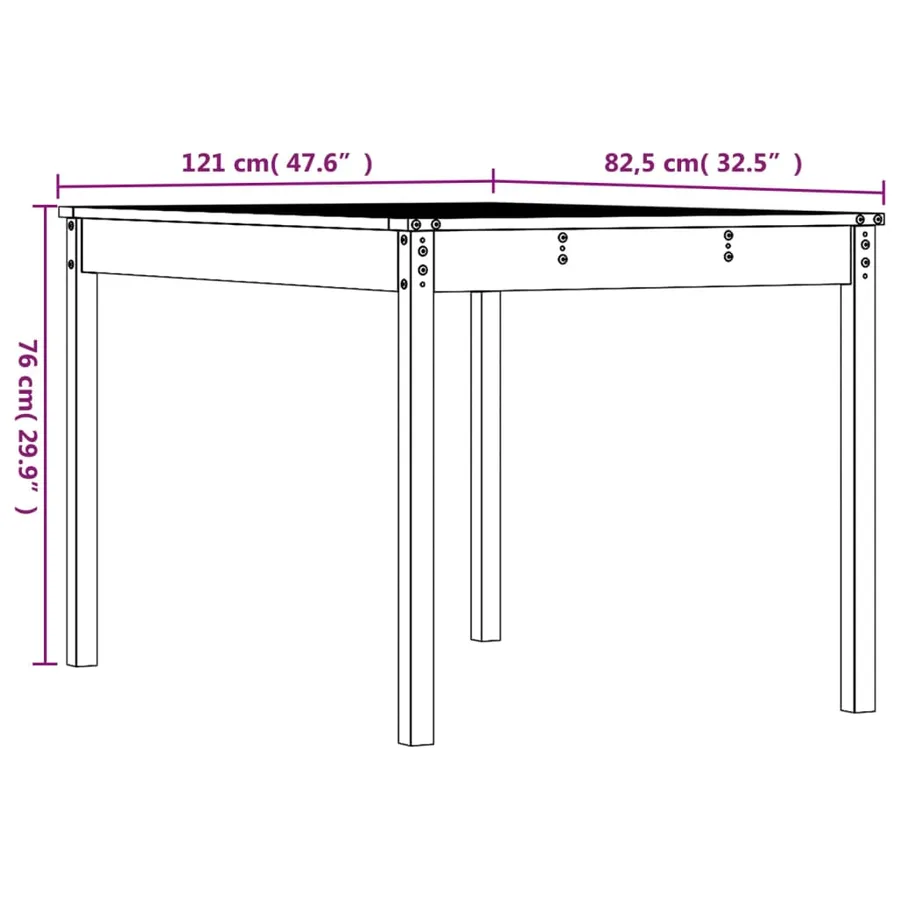 Table de jardin 121x82,5x76 cm bois massif de pin - 8