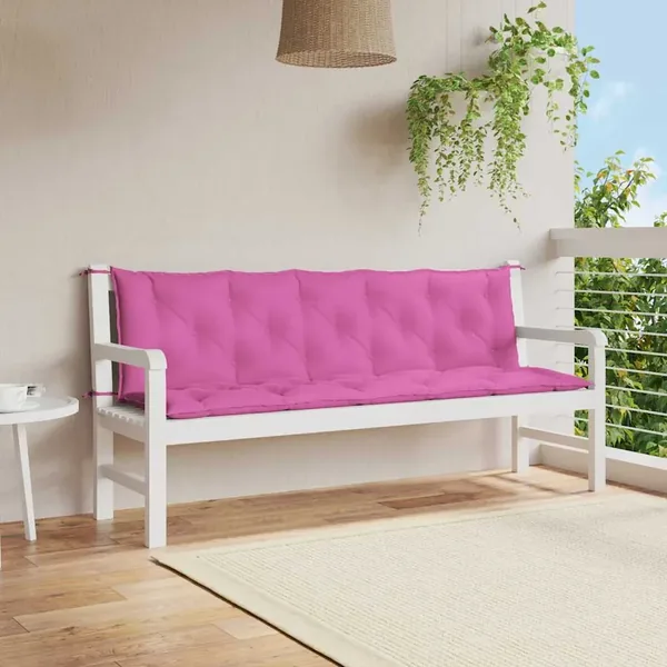 Coussins de banc de jardin lot de 2 rose tissu Oxford