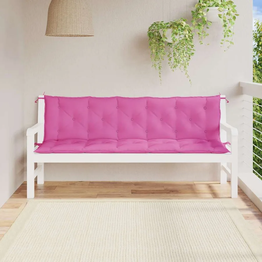 Coussins de banc de jardin lot de 2 rose tissu Oxford - 3
