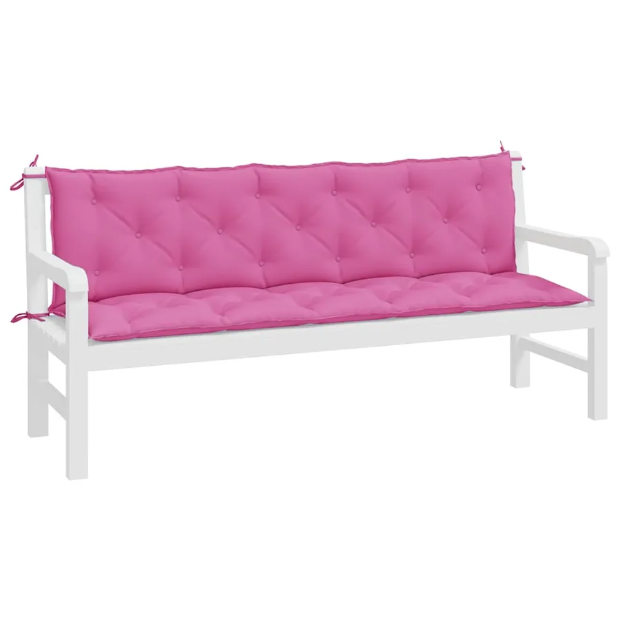 Coussins de banc de jardin lot de 2 rose tissu Oxford - 4