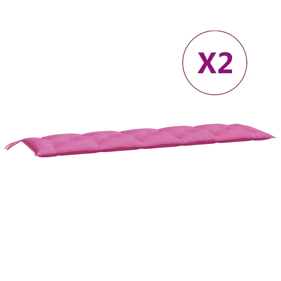 Coussins de banc de jardin lot de 2 rose tissu Oxford - 6