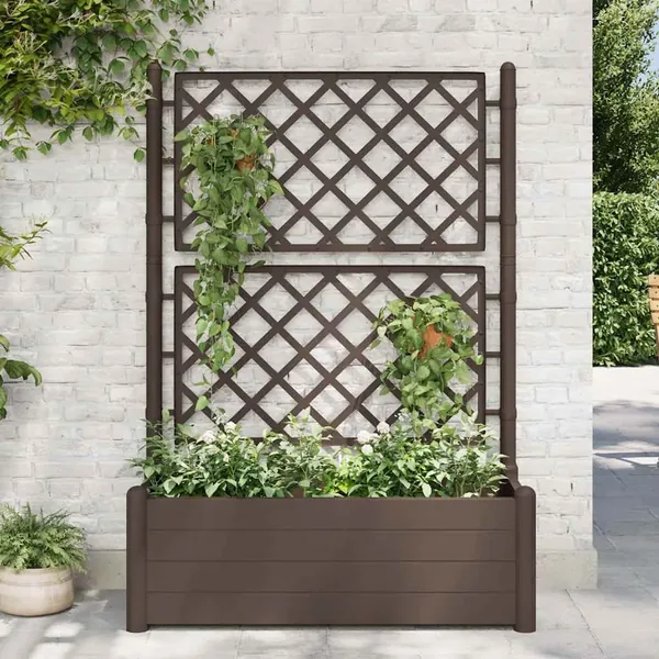 Jardinière avec treillis 100x43x142 cm PP Moka
