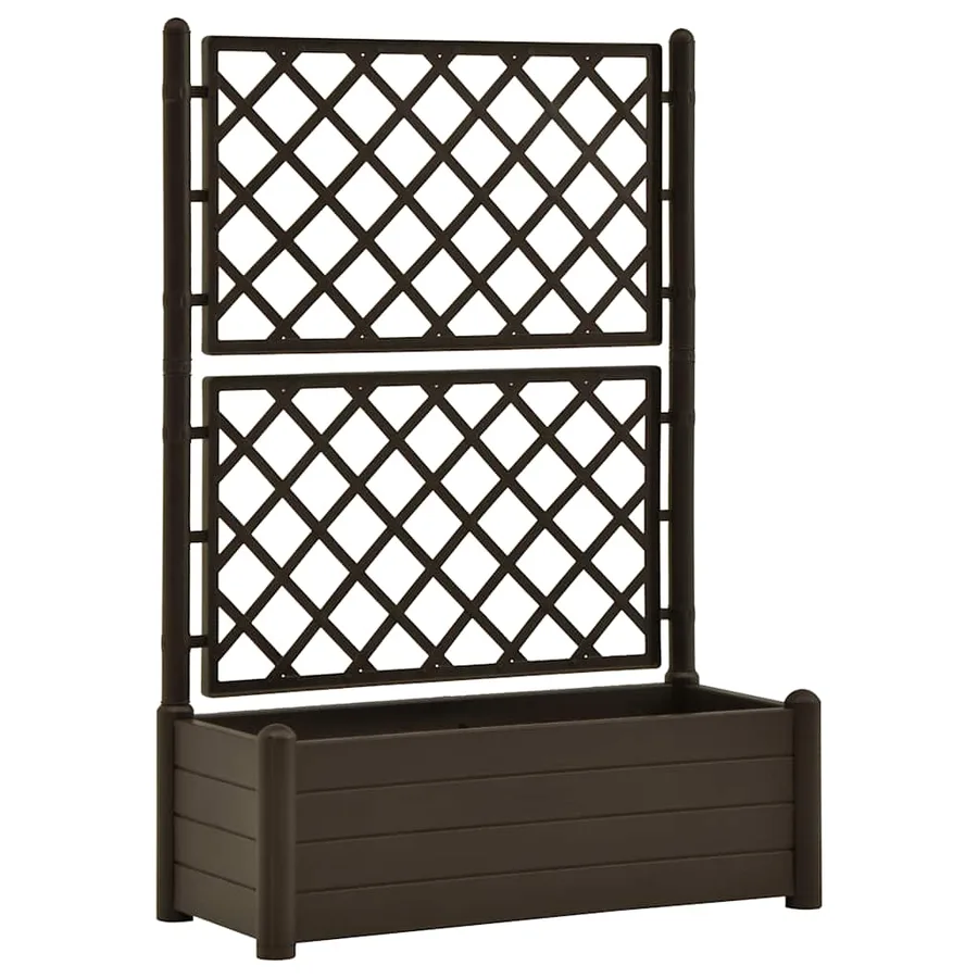 Jardinière avec treillis 100x43x142 cm PP Moka - 2