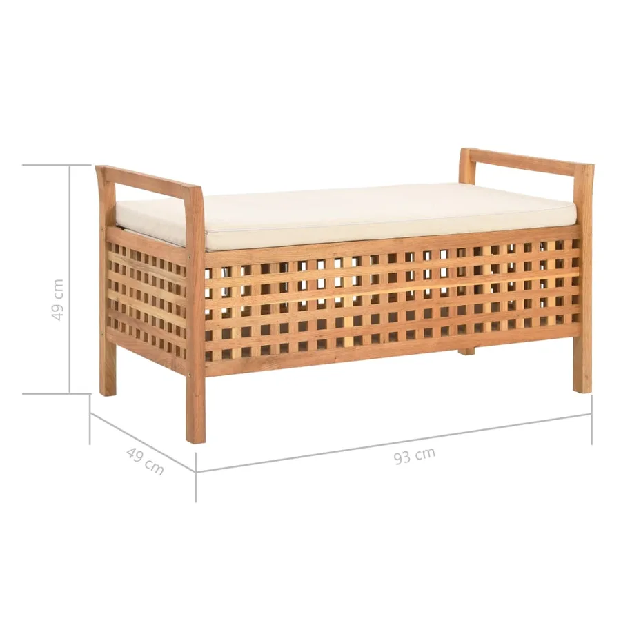 Banc de rangement 93x49x49 cm Bois de noyer massif - 8