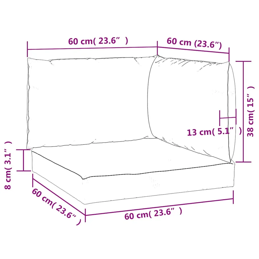 Coussins de palette lot de 3 rose tissu Oxford - 10
