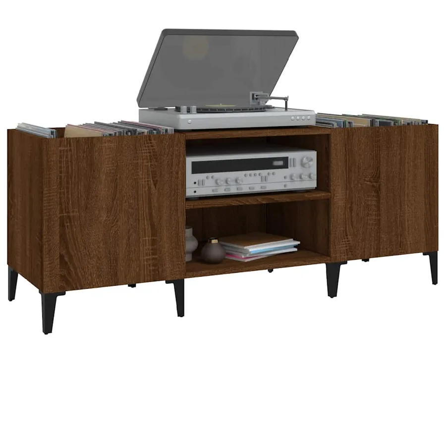 Armoire à disques chêne marron 121x38x48 cm bois d'ingénierie - 4