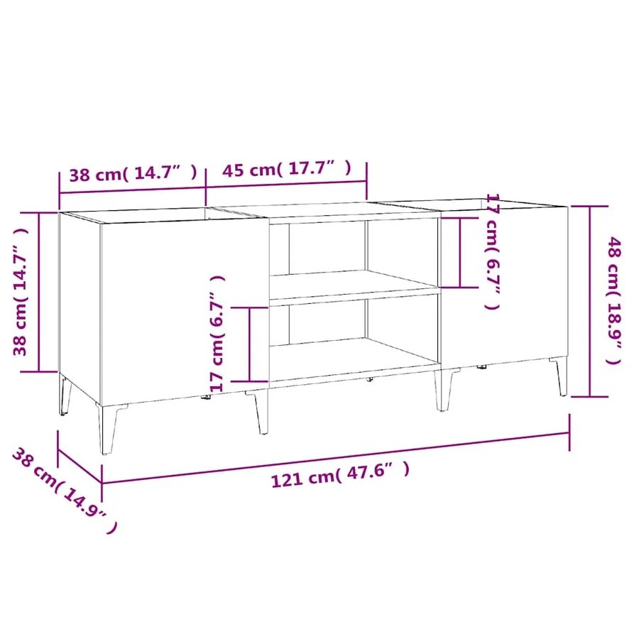 Armoire à disques chêne marron 121x38x48 cm bois d'ingénierie - 8