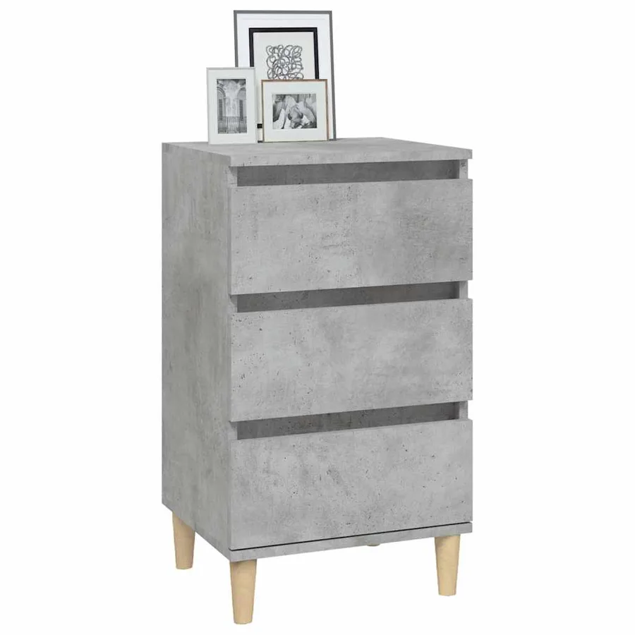 Table de chevet gris béton 40x35x70 cm bois d'ingénierie - 4