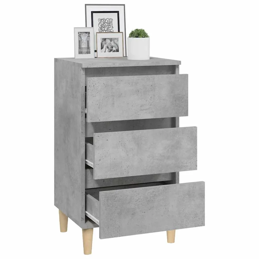 Table de chevet gris béton 40x35x70 cm bois d'ingénierie - 5